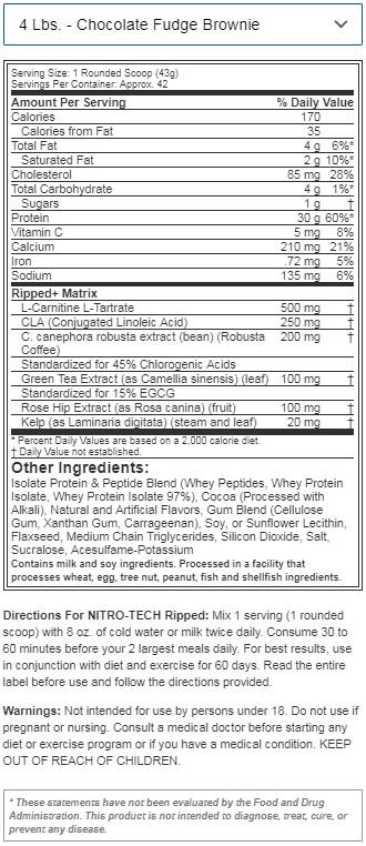 Nitro Tech / Ripped - 1810 grams - Nutra Best Europe