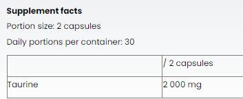 Taurine Caps 1000 mg - 60 capsules - Nutra Best Europe