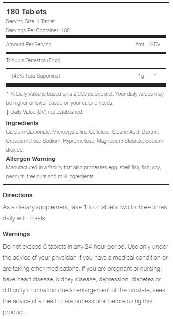 Tribuvar 1000 - 180 Tablets - Nutra Best Europe