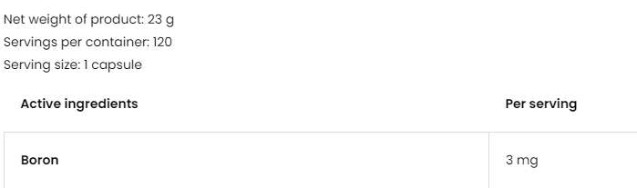 Boron 3 mg 120 capsules - Nutra Best Europe