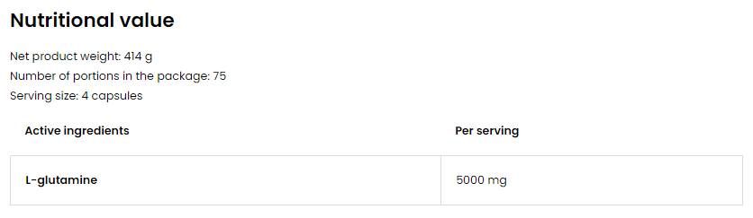 Glutamine 5000 - 300 capsules - Nutra Best Europe