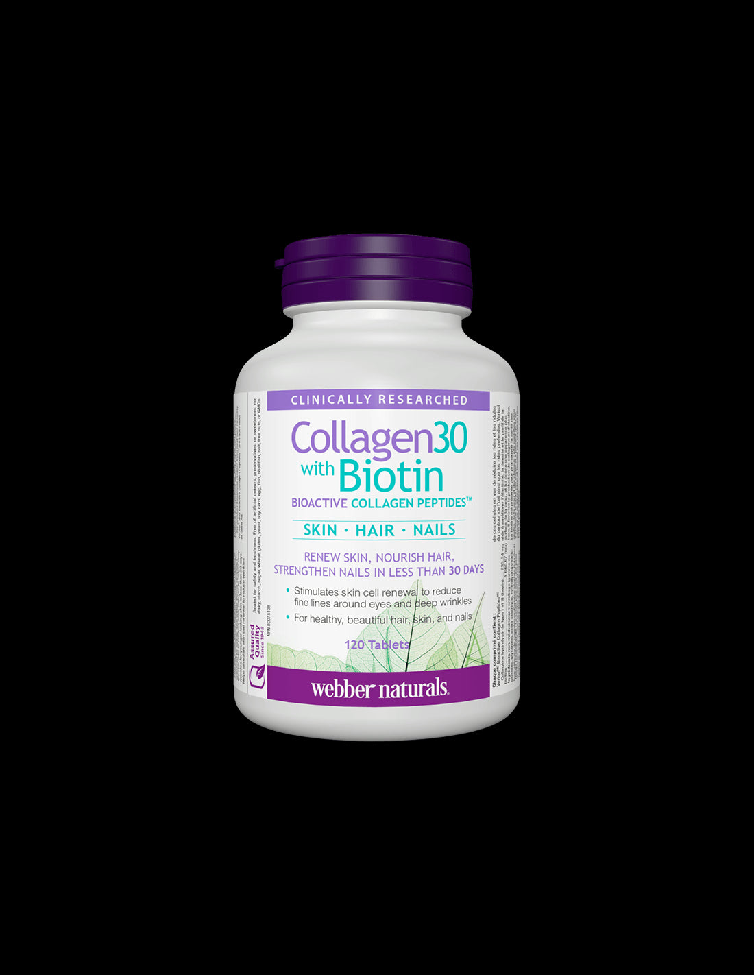 Collagen30® with Biotin / Collagen (bioactive collagen peptides) with biotin, 120 tablets Webber Naturals - Nutra Best Europe