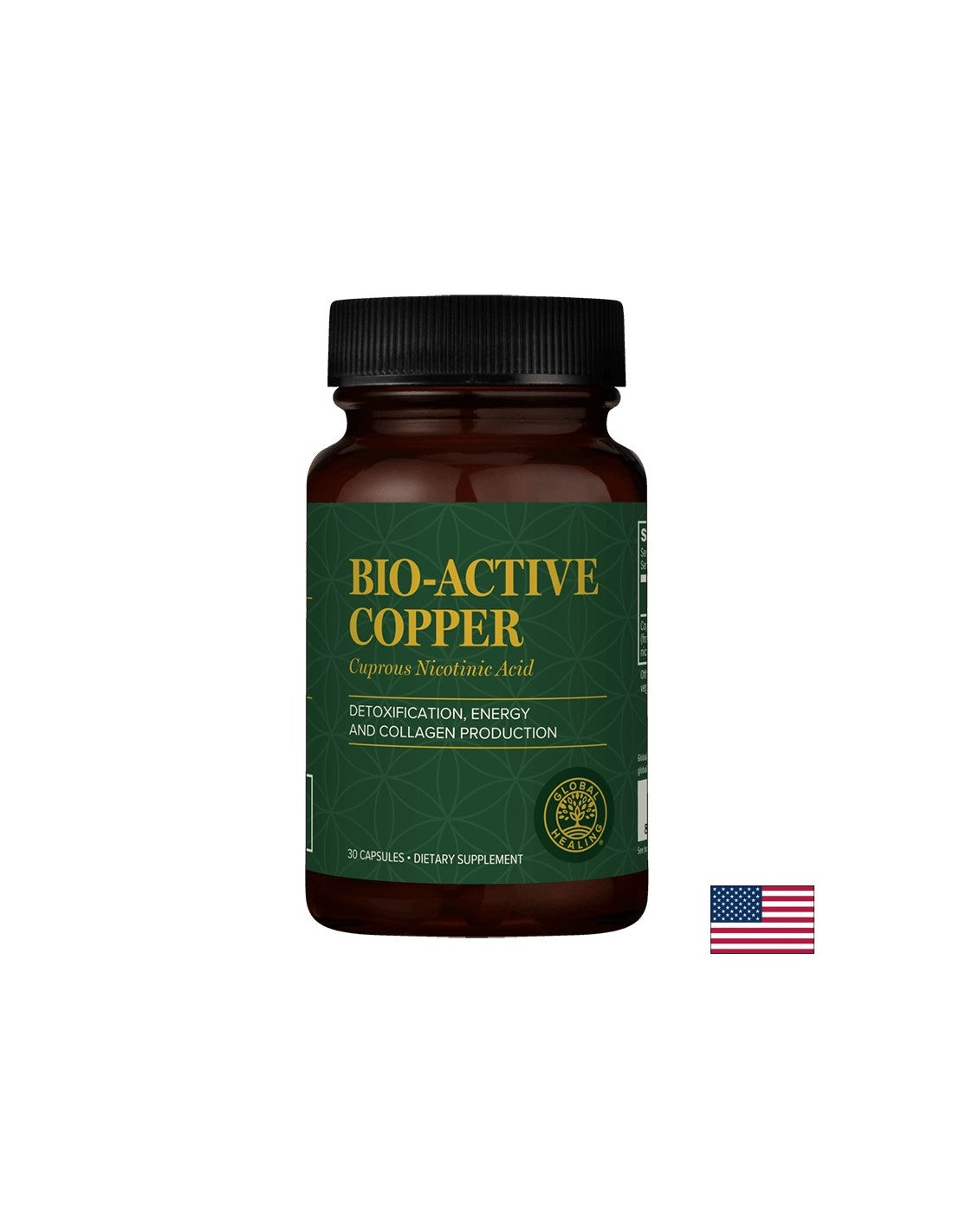 Energy, tone and antiaging care for hair and skin - Copper (copper-nicotinic acid) - Bio-Acitve-Copper, 30 capsules Global Healing - Nutra Best Europe