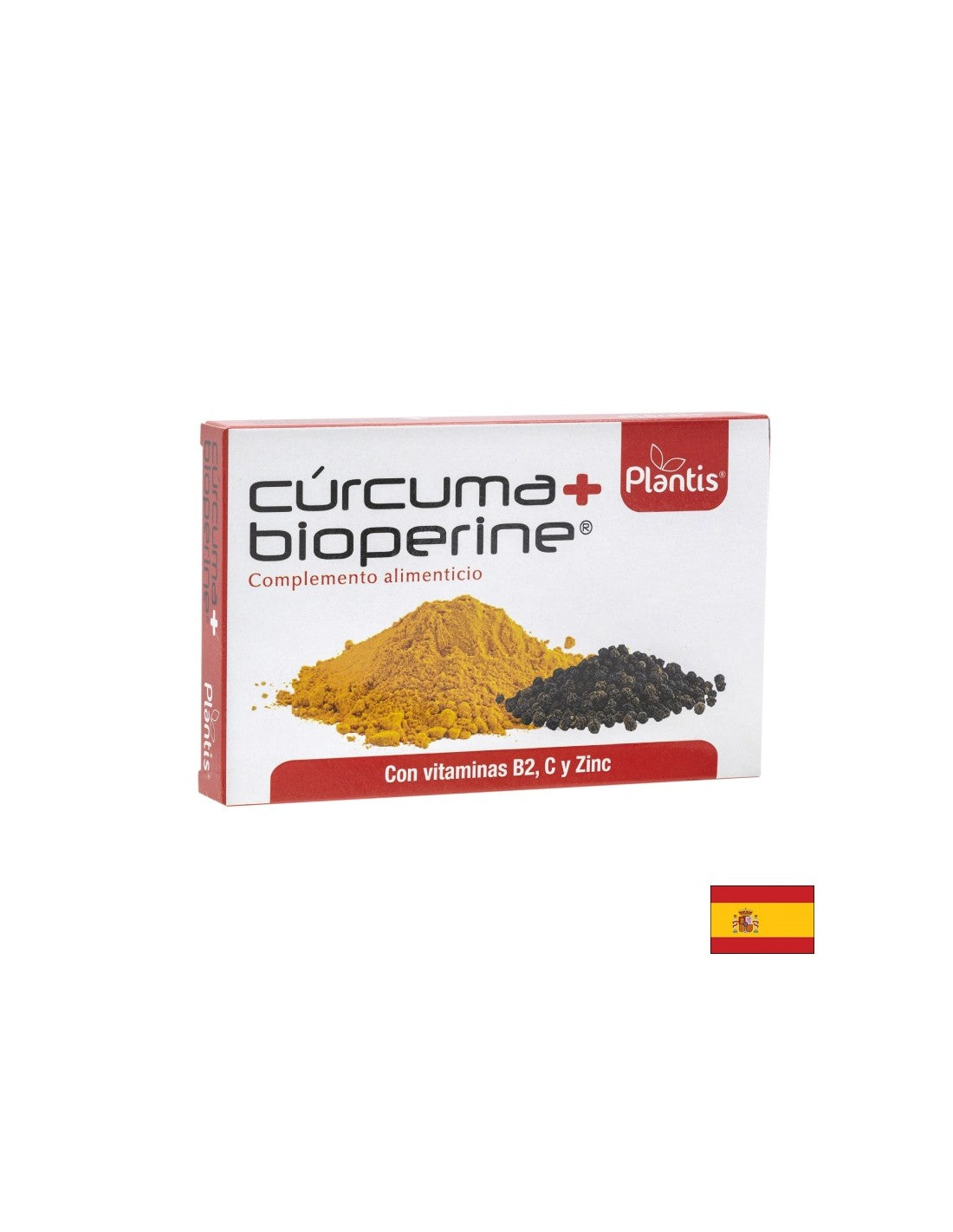 Turmeric + bioperine (with vitamins B2 and C & zinc) - Cúrcuma + bioperine Plantis®, 60 capsules - Nutra Best Europe