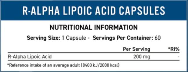 R-ALA 200 mg | R-Alpha Lipoic Acid - 60 capsules - Nutra Best Europe