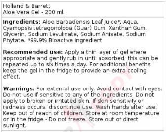 Aloe Vera Gel / Certified - 200 ml - Nutra Best Europe