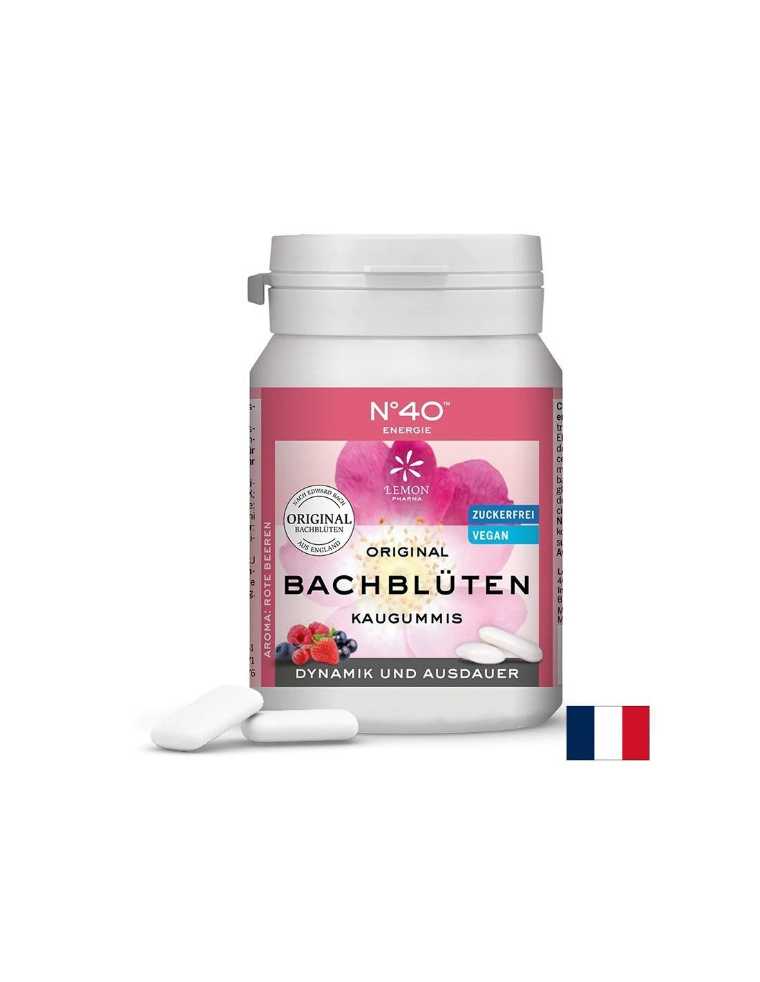 Chewing gum with flower essences of Dr. Bach N°40 - Energy, 40 pieces with forest fruit flavor - Nutra Best Europe
