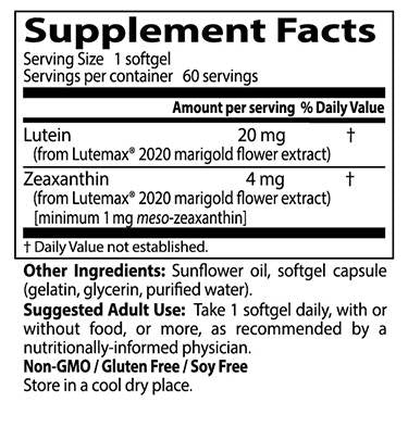BEST Lutein 20 mg - 60 Softgels - Nutra Best Europe