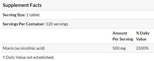 BEST Niacin Time-Released with Niaxtend 500 mg - 120 Tablets - Nutra Best Europe