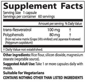 Trans-Resveratrol 100 mg | with ResVinol-25 - 60 capsules - Nutra Best Europe