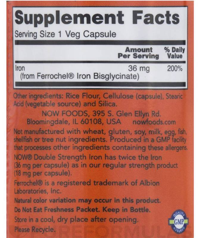 Iron 36 mg / Double Strength / Ferrochel Iron Bisglycinate - 90 capsules - Nutra Best Europe