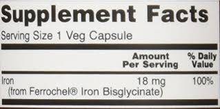 Iron 18 mg Ferrochel - 120 capsules - Nutra Best Europe