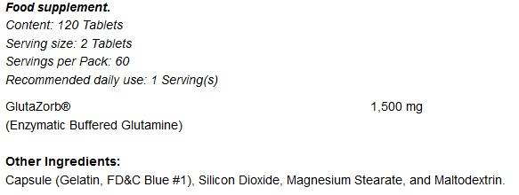 Gluta Zorb Glutamine - 120 capsules - Nutra Best Europe