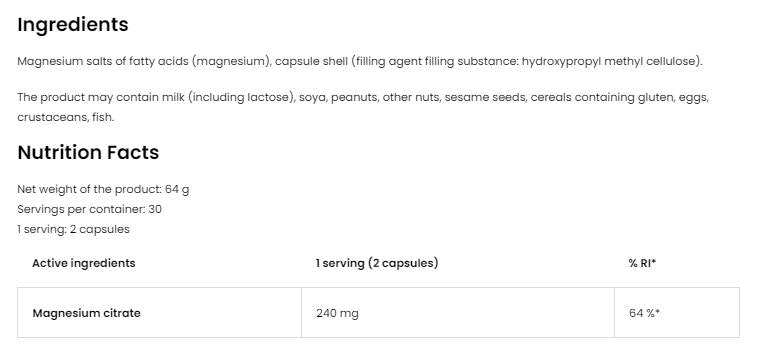 Pharma Magnesium Citrate 60 capsules - Nutra Best Europe