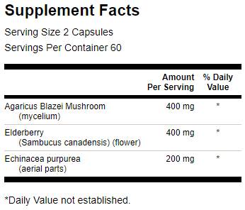 Elderberry/Agaricus/Echinacea 120 capsules - Nutra Best Europe