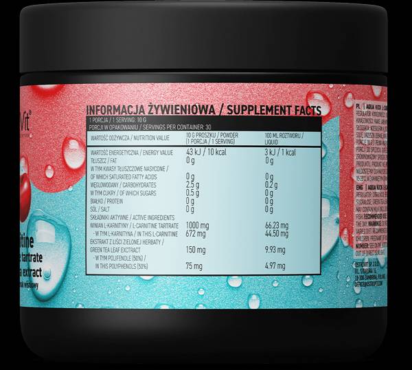 Aqua Kick / Advanced Hydration with L-Carnitine & Green Tea - 300 grams - Nutra Best Europe