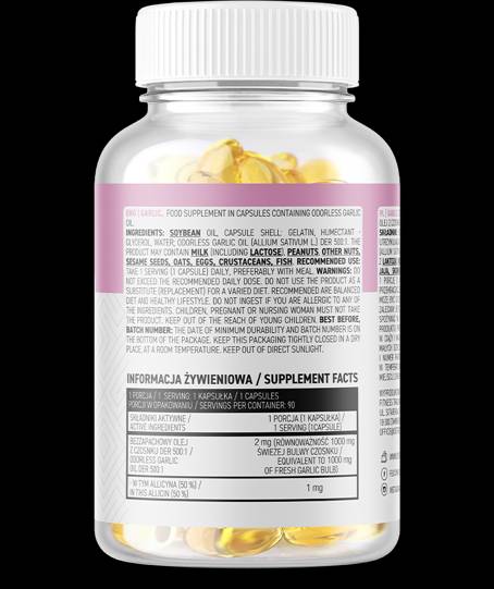 Garlic 1000 mg / Odorless 90 Gel capsules - Nutra Best Europe