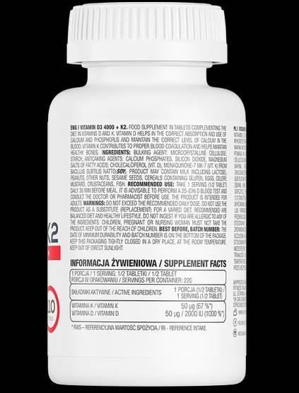 Vitamin D3 4000 + K2 100 mcg / Limited Edition 110 Tablets - Nutra Best Europe