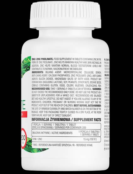 Zinc Picolinate 15 mg / Limited Edition 200 Tablets - Nutra Best Europe