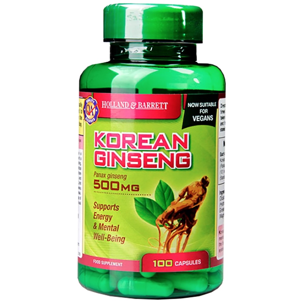 Korean Ginseng 500 mg 100 capsules - Nutra Best Europe