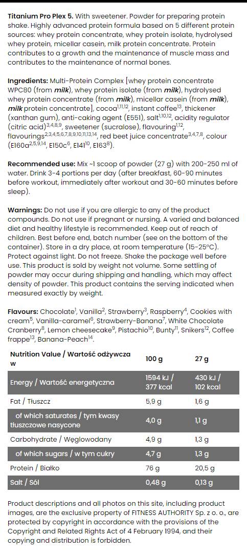 Titanium Pro Plex 5 27 grams - Nutra Best Europe