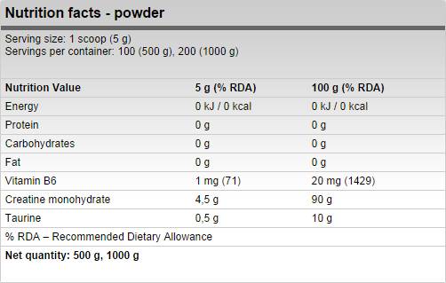 Xtreme Creatine / Ultra Pure Micronized Monohydrate - 500 grams - Nutra Best Europe