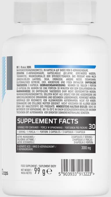 DAA 3000 | D-Aspartic Acid Caps 90 capsules - Nutra Best Europe