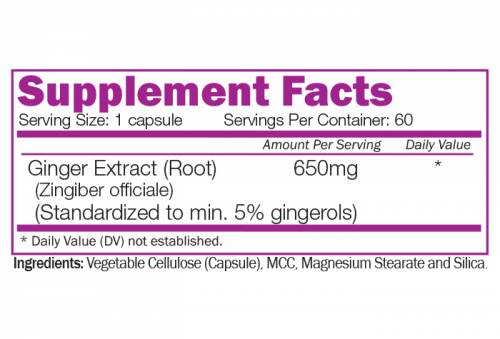 Ginger Root Extract 650 mg - 60 capsules - Nutra Best Europe