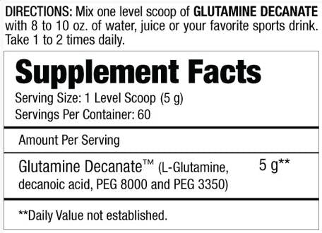 Glutamine Decanate - 300 grams - Nutra Best Europe