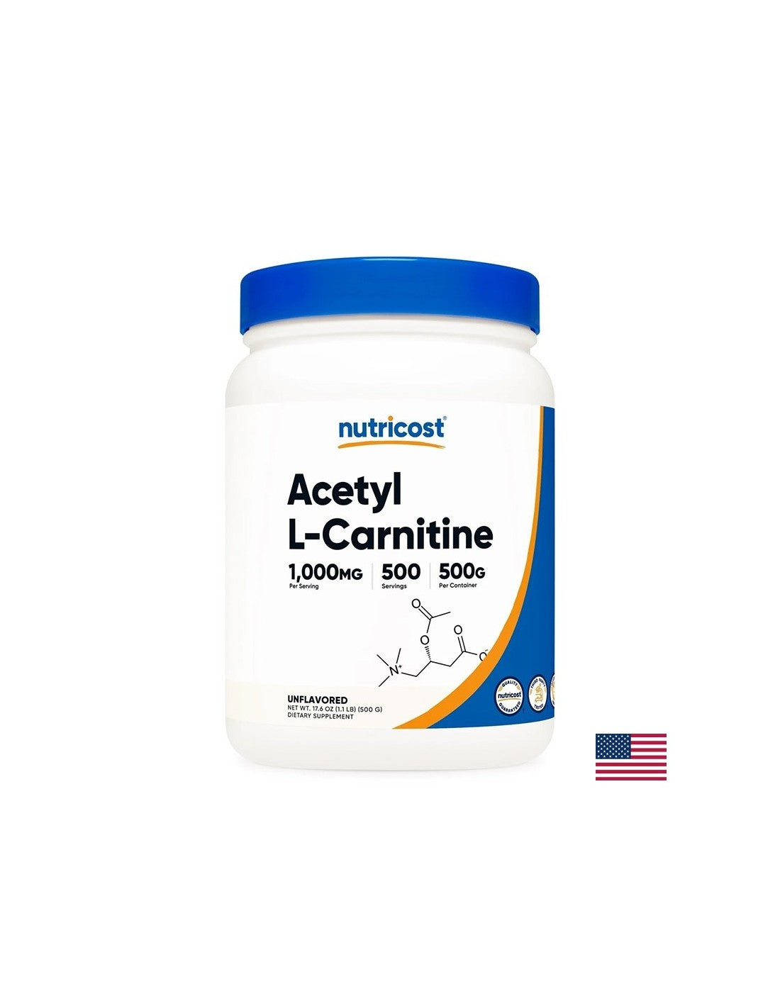 Fat burning and muscle strength - Acetyl L-Carnitine, 1000 mg x 500 g, powder - Nutra Best Europe
