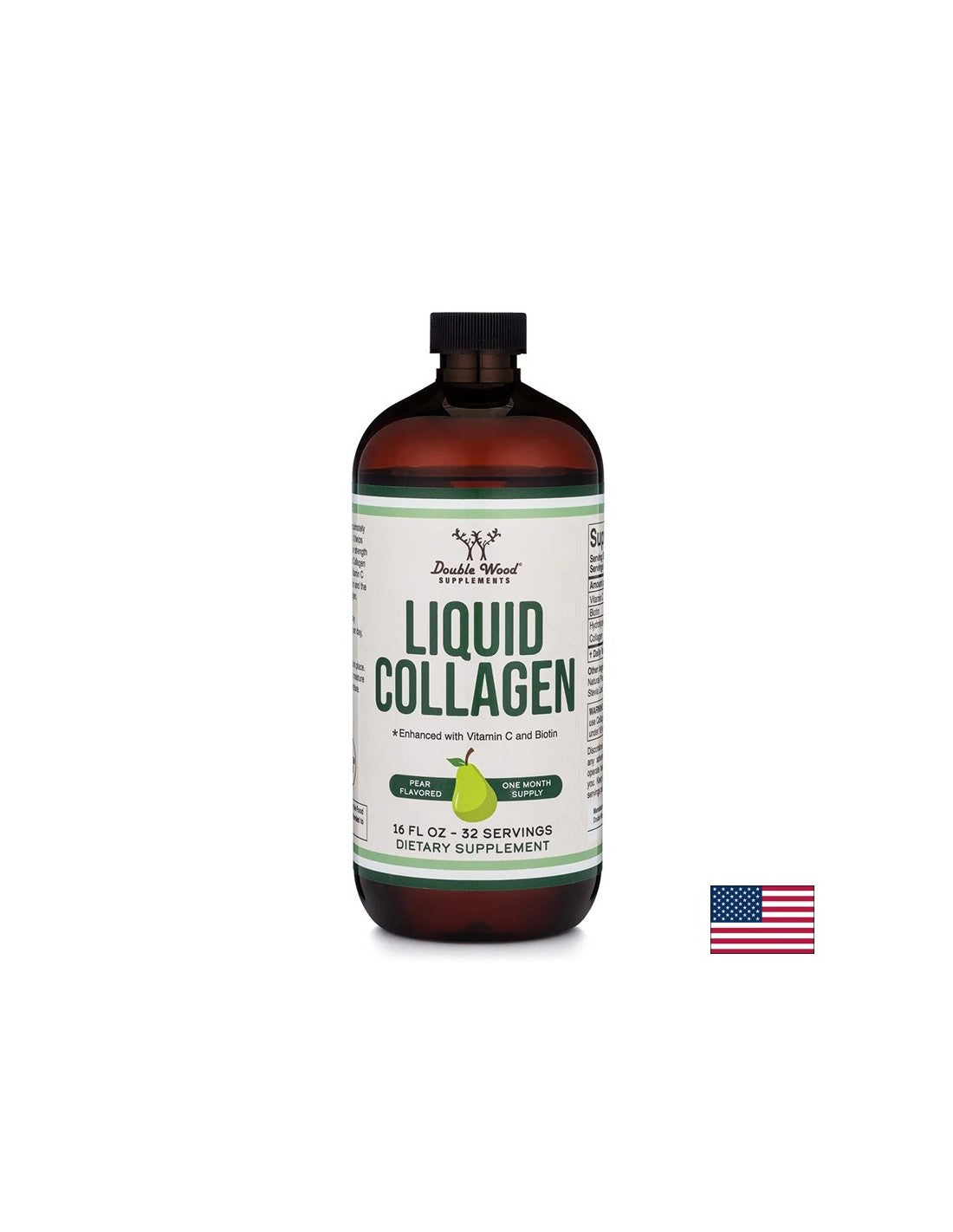 Liquid Bovine Collagen + Vitamin C and Biotin - Skin, Hair and Joint Care, 473 ml, with pear flavor - Nutra Best Europe