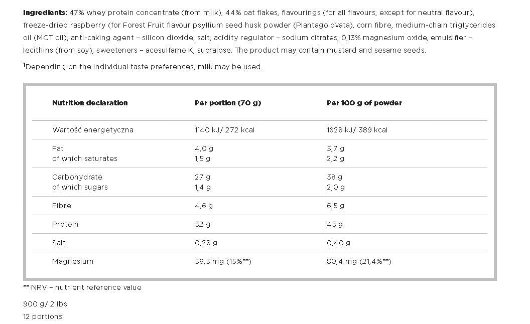 Hi Protein Oatmeal 900 grams - Nutra Best Europe