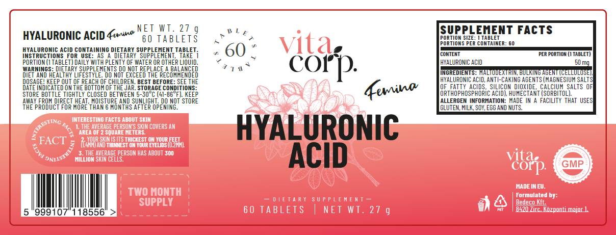 Hyaluronic Acid 50 mg - 60 Tablets - Nutra Best Europe