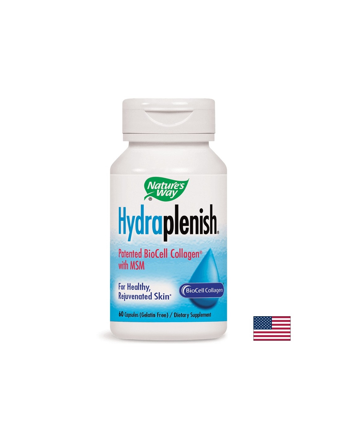 Collagen with Hyaluronic Acid and MSM Hydraplenish® - Beautiful skin and healthy joints, 750 mg, 60 capsules Nature's Way - Nutra Best Europe