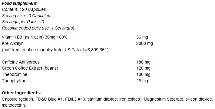 Hyper Kre-Alkalyn PRE / with Caffeine - 120 capsules - Nutra Best Europe