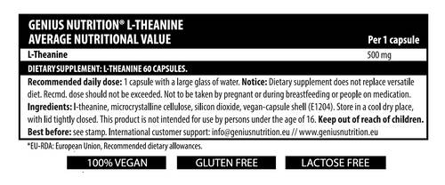 L-Theanine 500 mg - 60 capsules - Nutra Best Europe