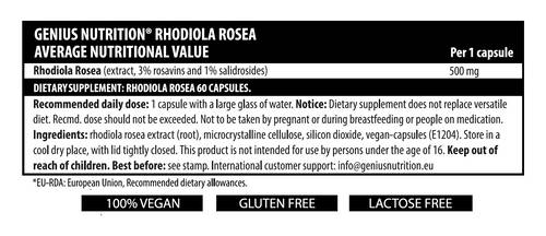 Rhodiola Rosea 500 mg - 60 capsules - Nutra Best Europe