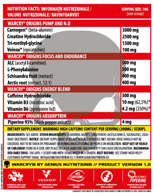 WarCry Origins / Pre-Workout - 300 grams - Nutra Best Europe