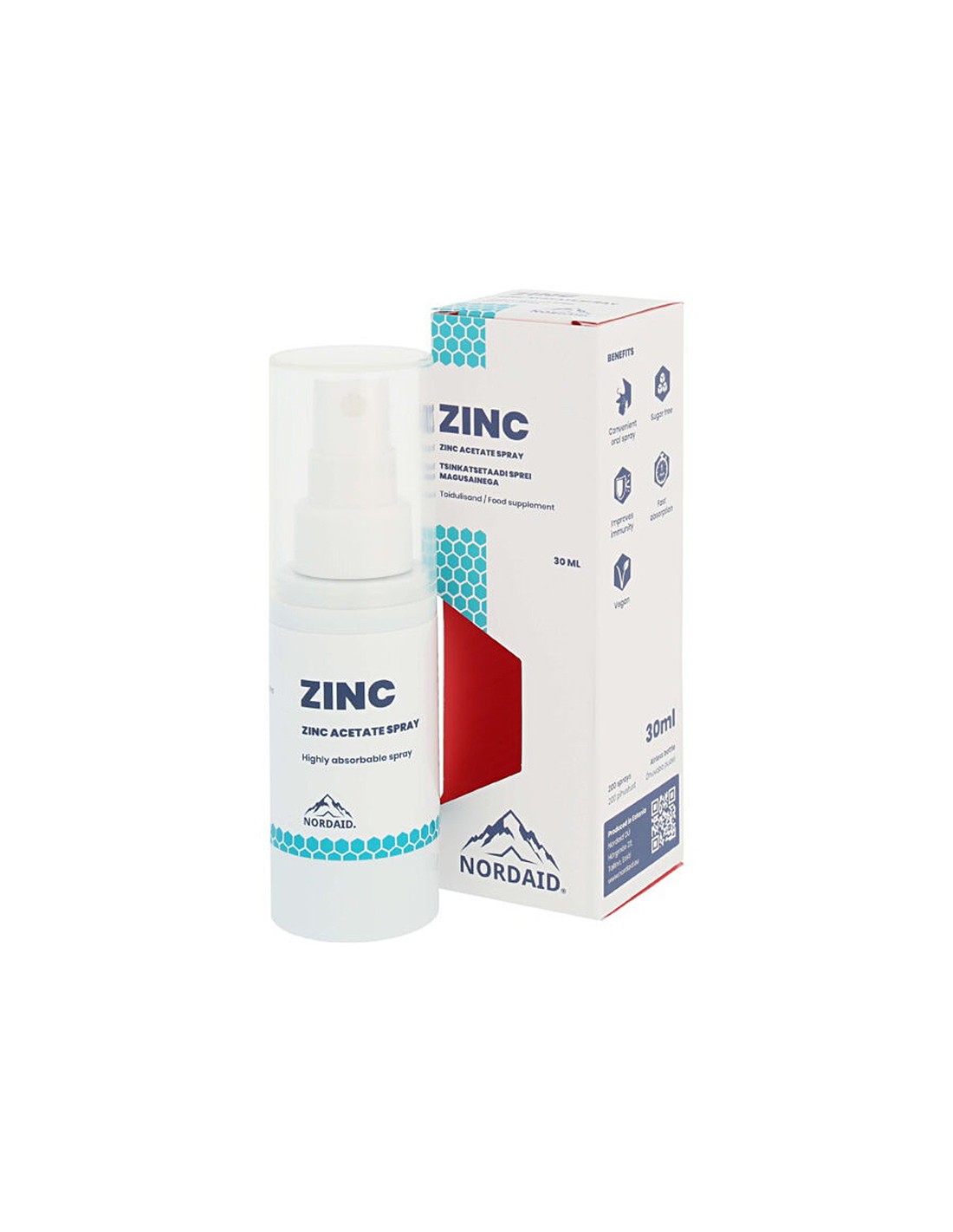 Immunity - Zinc (acetate), mint flavored spray 30 ml/ 200 sprays Nordaid - Nutra Best Europe
