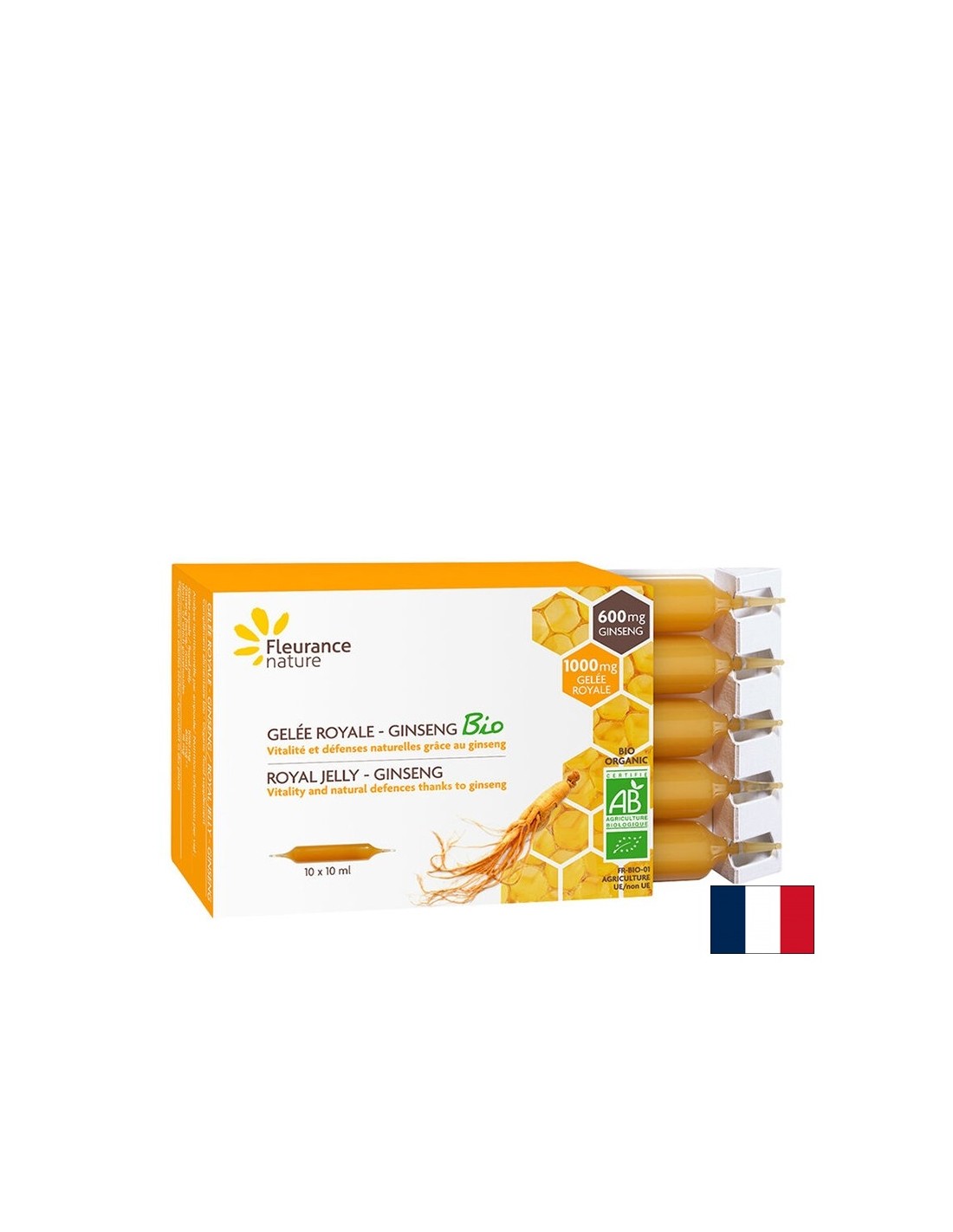 Immunity and energy - Royal jelly + Asian Ginseng BIO, 10 drinking ampoules - Nutra Best Europe