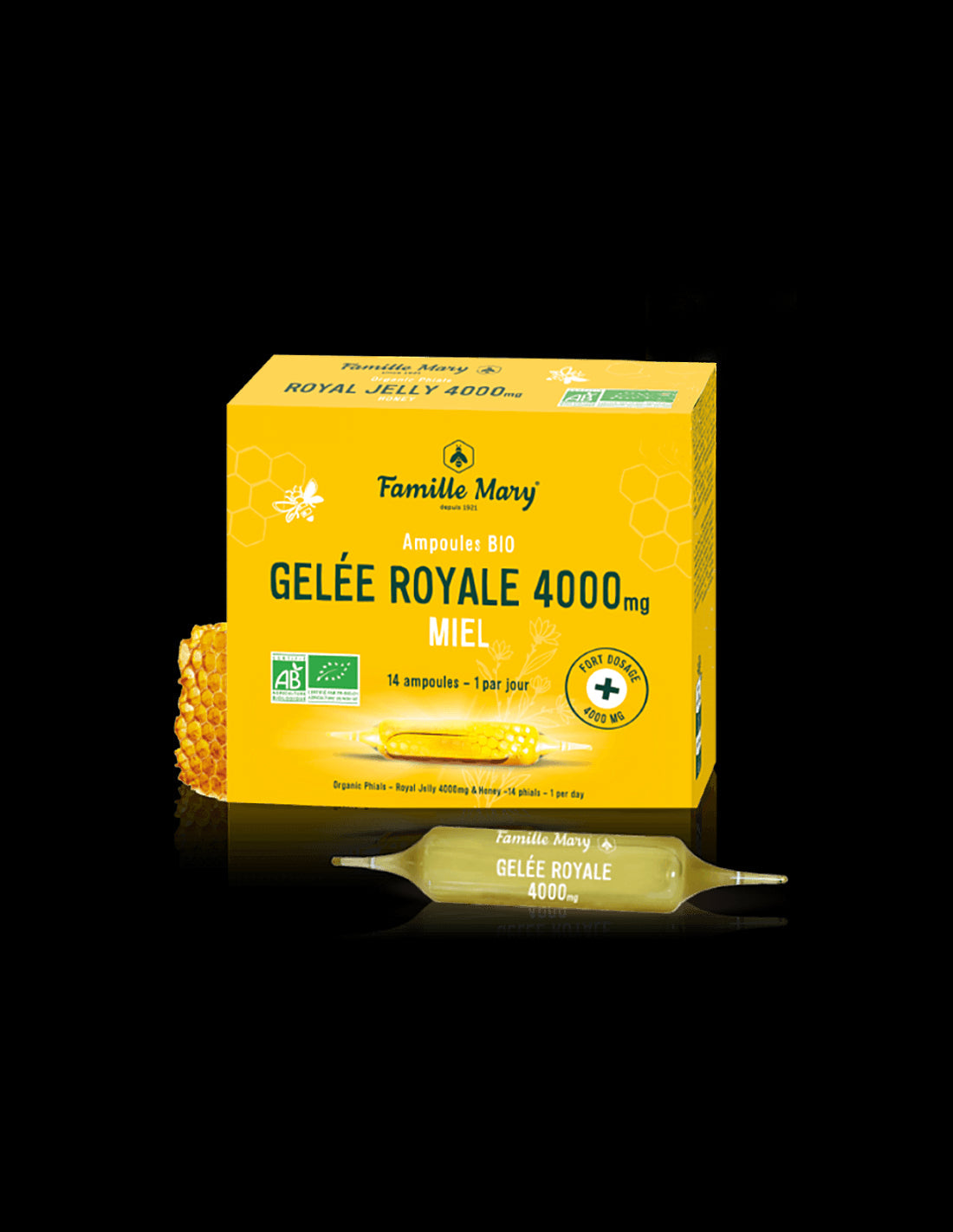 Immunity and energy - Royal jelly 4000 mg + bee flower honey, 14 drinking ampoules x 15 ml BIO - Nutra Best Europe