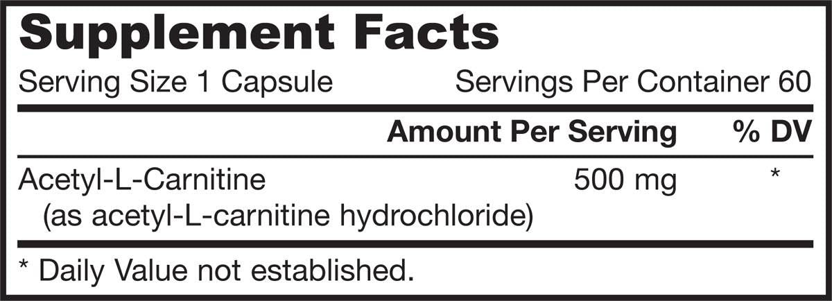 Acetyl L-Carnitine 500 mg - 60 capsules - Nutra Best Europe