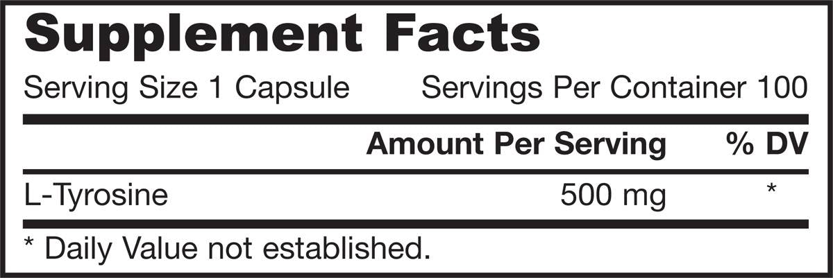 L-Tyrosine 500 mg - 100 capsules - Nutra Best Europe