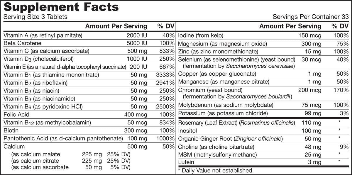 Multi 1 to 3 100 Tablets - Nutra Best Europe