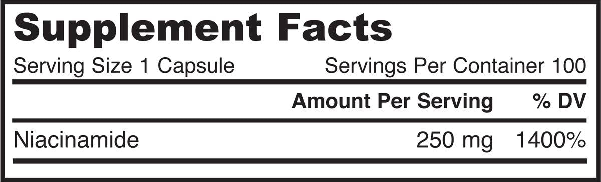 Niacinamide 250 mg 100 capsules - Nutra Best Europe