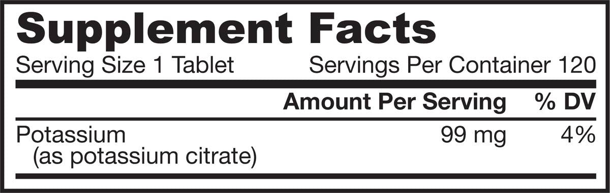 Potassium Citrate 99 mg 120 Tablets - Nutra Best Europe