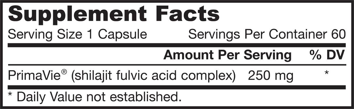 Shilajit Fulvic Acid Complex 250 mg - 60 capsules - Nutra Best Europe