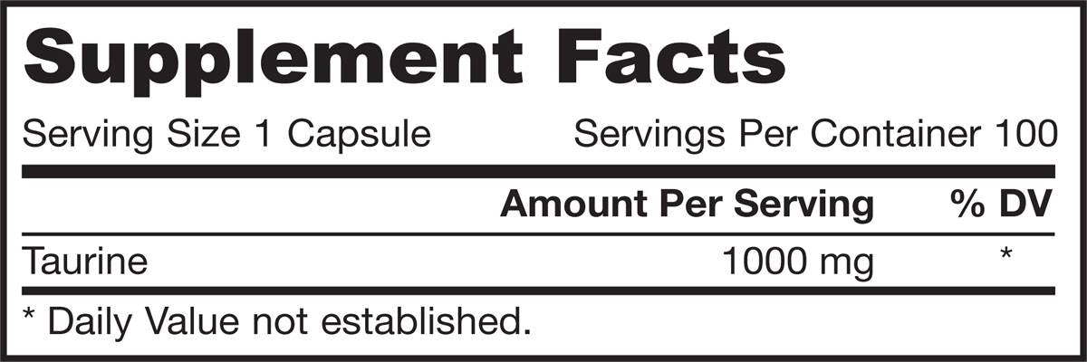 Taurine 1000 mg - 100 capsules - Nutra Best Europe