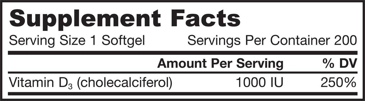 Vitamin D3 1000 IU - 100 Gel capsules - Nutra Best Europe