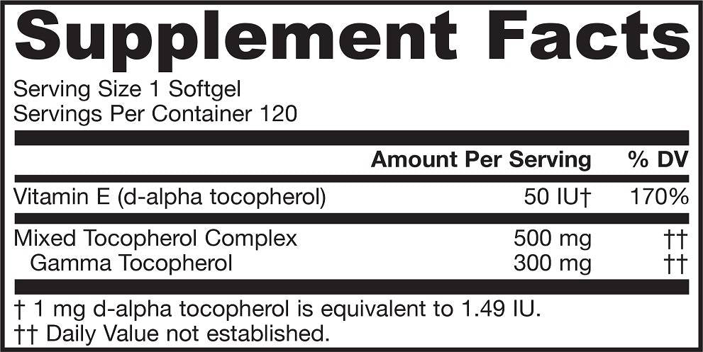 Gamma E 300 mg 120 Gel capsules - Nutra Best Europe